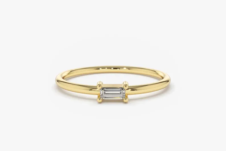 0.14 CTW Baguette Lab Grown Diamond Engagement Ring