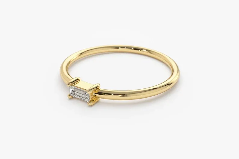 0.14 CTW Baguette Lab Grown Diamond Engagement Ring