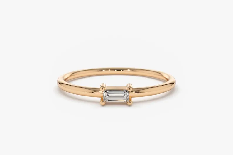 0.14 CTW Baguette Lab Grown Diamond Engagement Ring