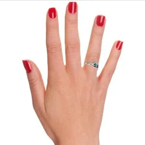 0.3 Carat 14K Solid White Gold Dance Together Blue Topaz Ring