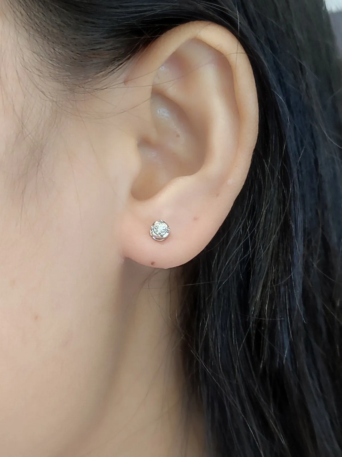 .06 CTW Stud Diamond Earrings 14K White Gold