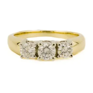 0.70ctw Round Three Stone Diamond Engagement Ring in 14K Two-Tone Gold - Size 5.75