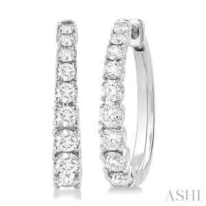 1 ctw Graduated Round Cut Diamond Fashion Hoop Earrings in 14K White Gold 1 ctw Graduated Round Cut Diamond Fashion Hoop Earrings in 14K White Gold