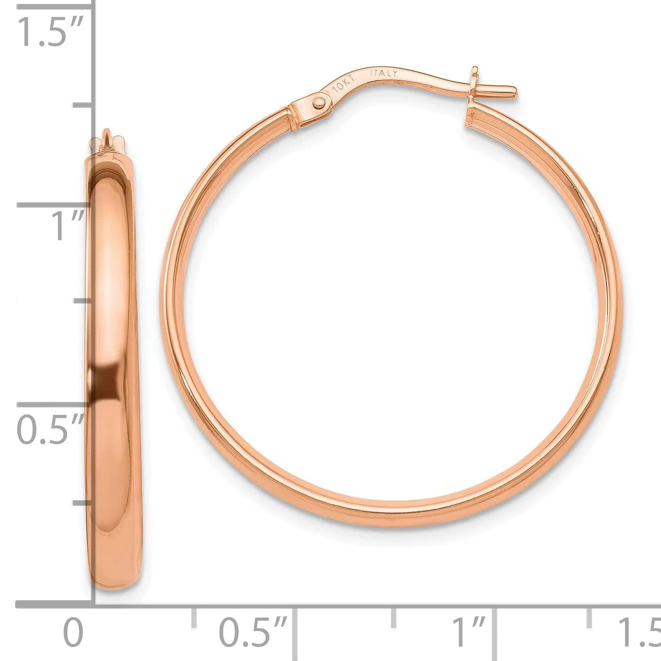 10k Rose Gold Polished Finish Hoop Earrings