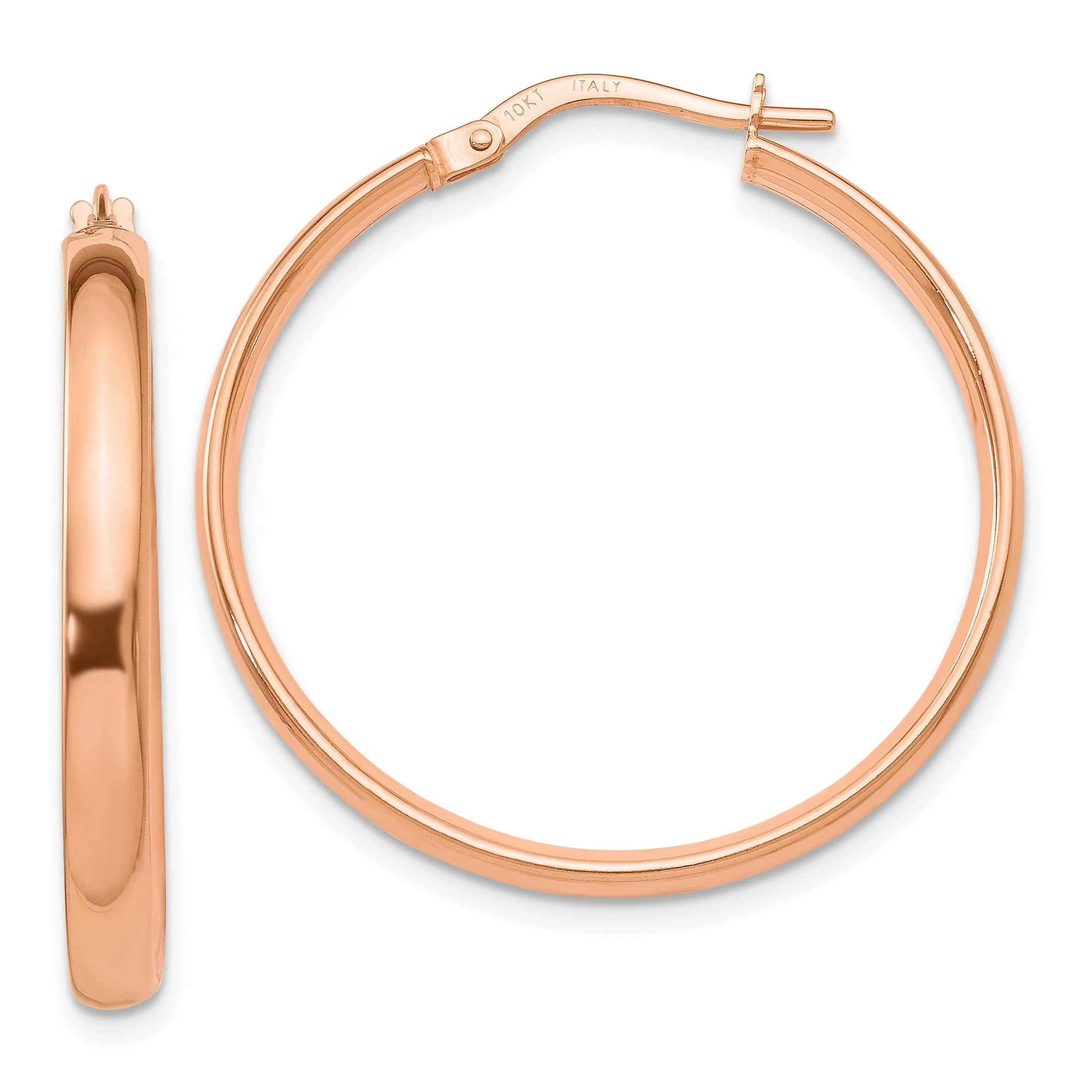 10k Rose Gold Polished Finish Hoop Earrings