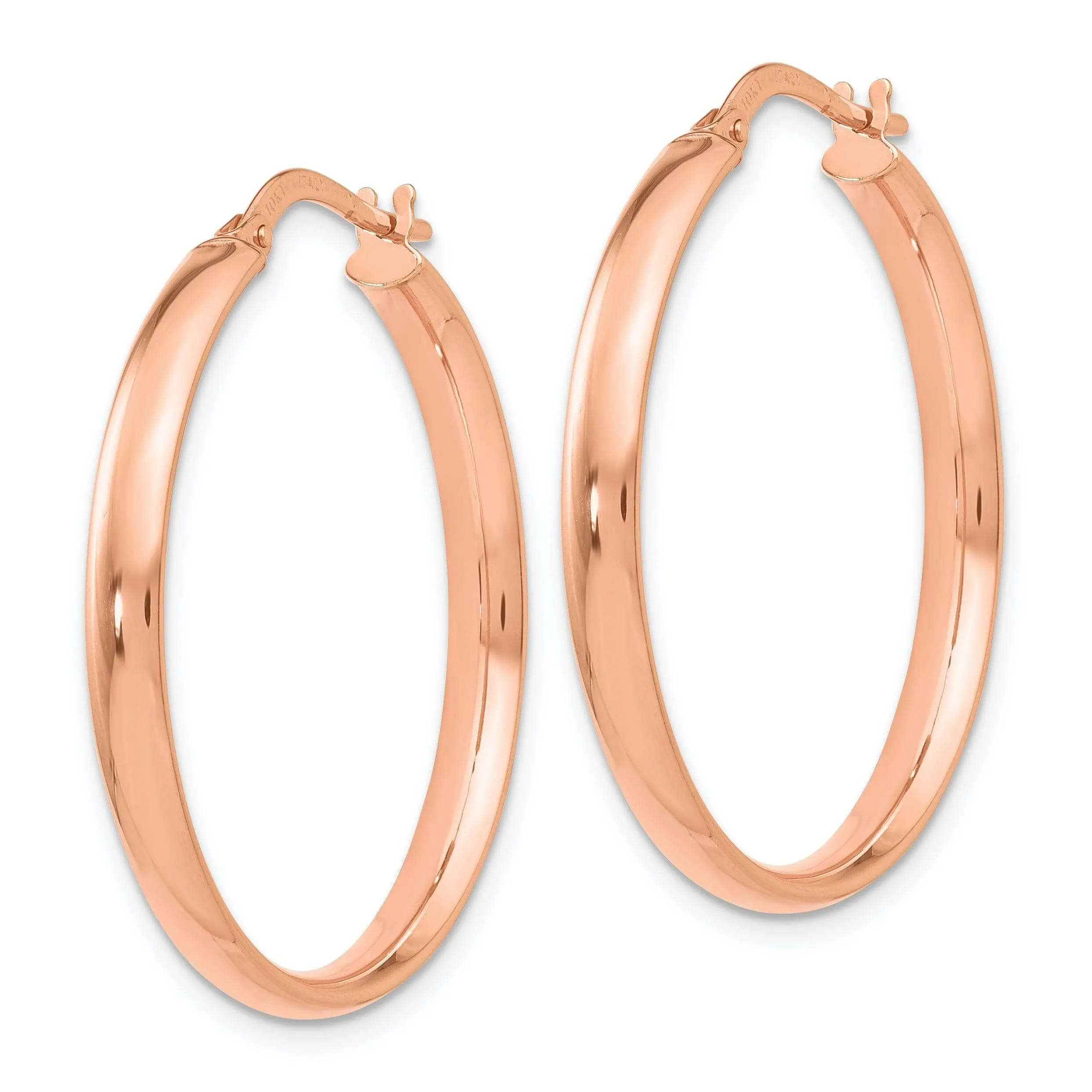 10k Rose Gold Polished Finish Hoop Earrings