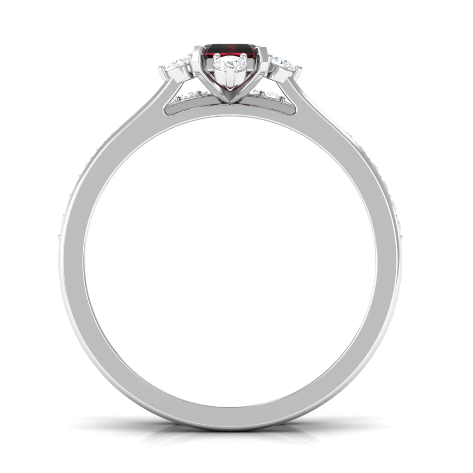 1.25 Ct Octagon Solitaire Garnet and Diamond Ring Set