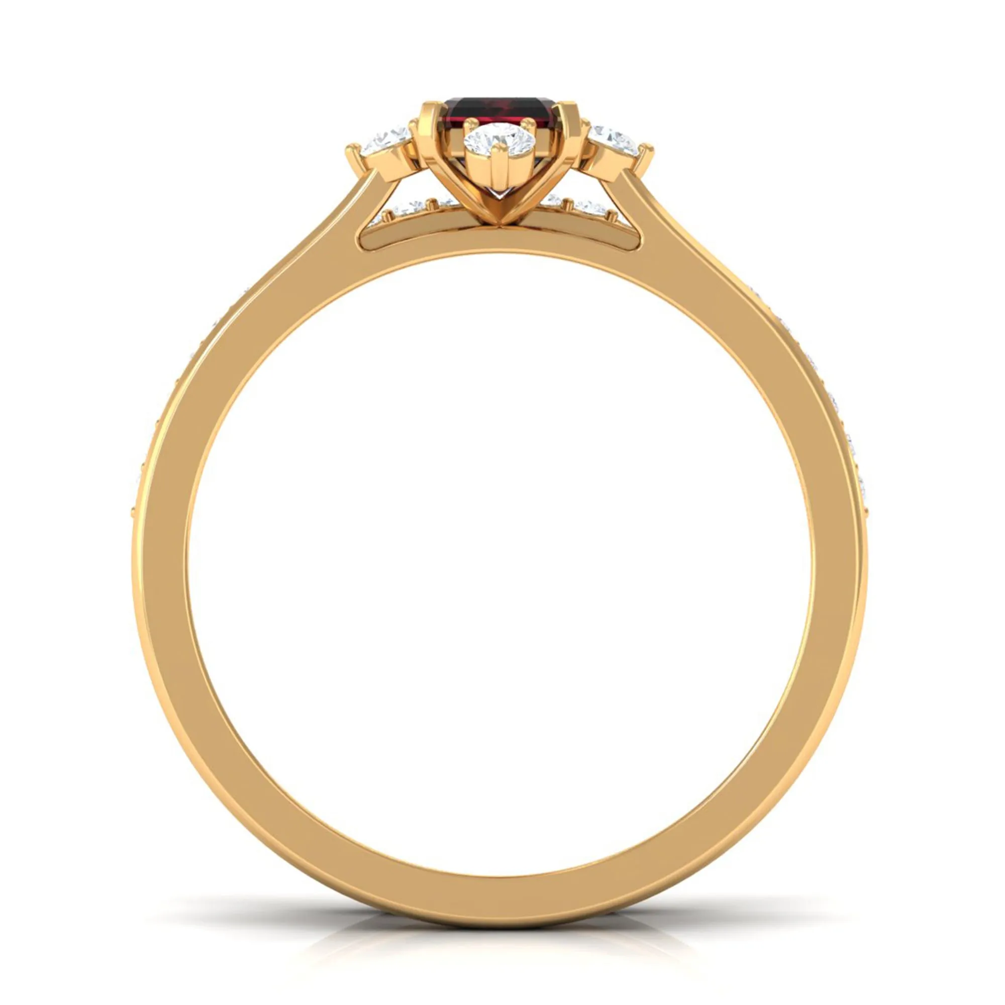 1.25 Ct Octagon Solitaire Garnet and Diamond Ring Set