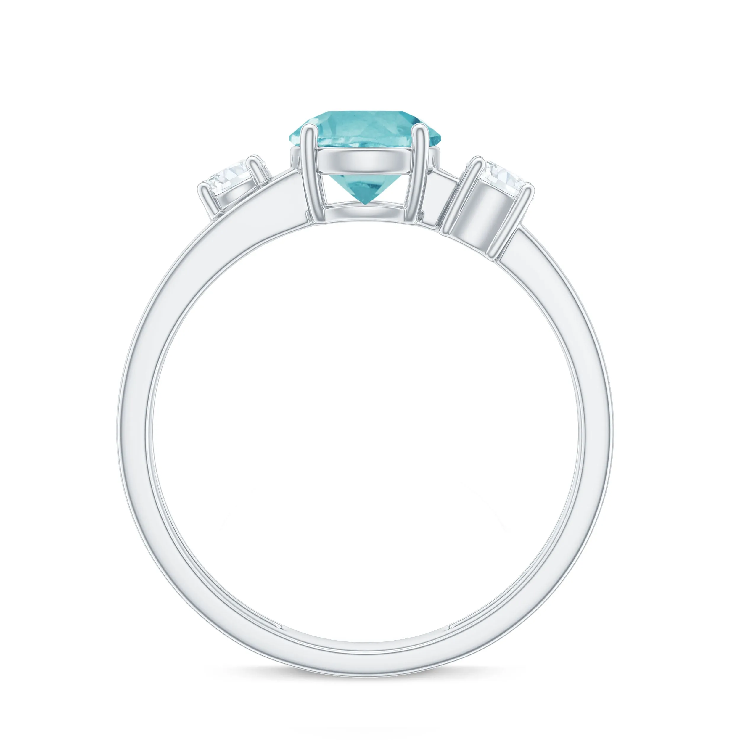 1.25 CT Three Stone Sky Blue Topaz and Diamond Ring