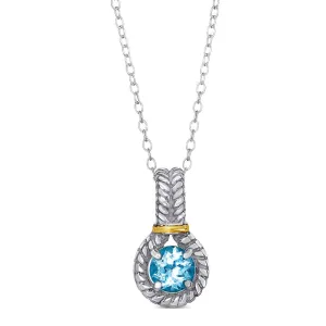 14K and 925 Sterling Sliver Pendant with Blue Topaz (145NP8511TBT)
