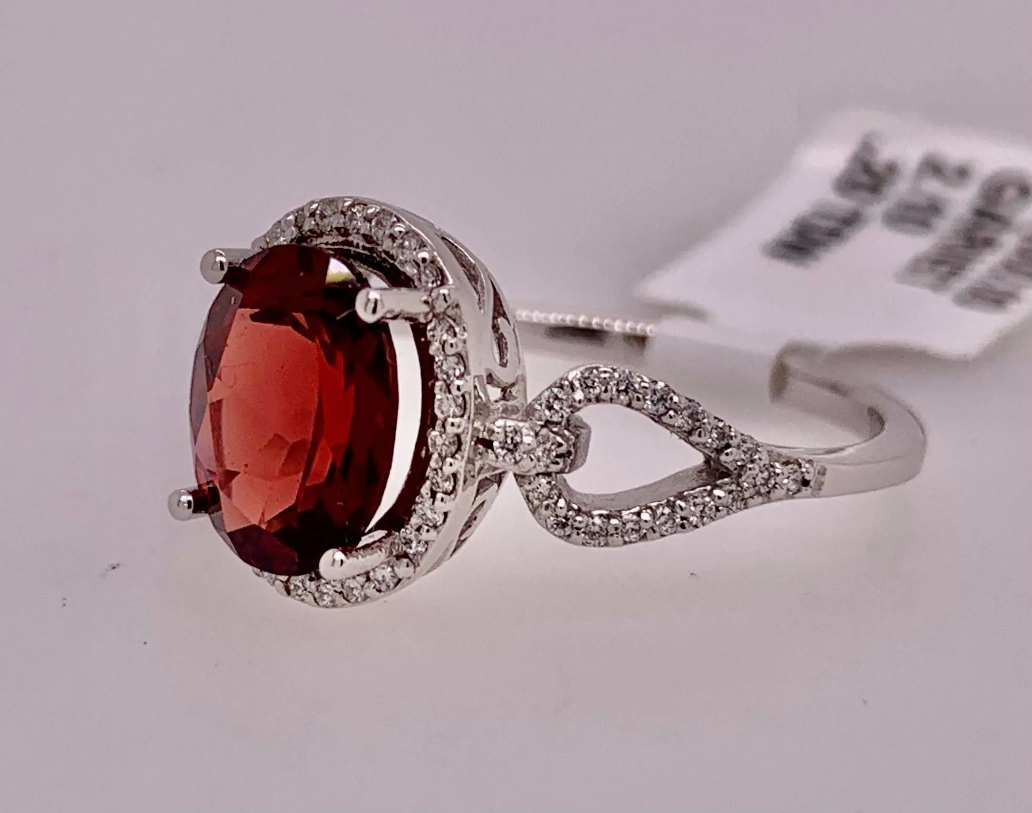 14K Garnet & Diamond Ring