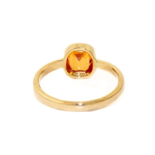 14k Gold Cushion Cut Mandarin Garnet Ring