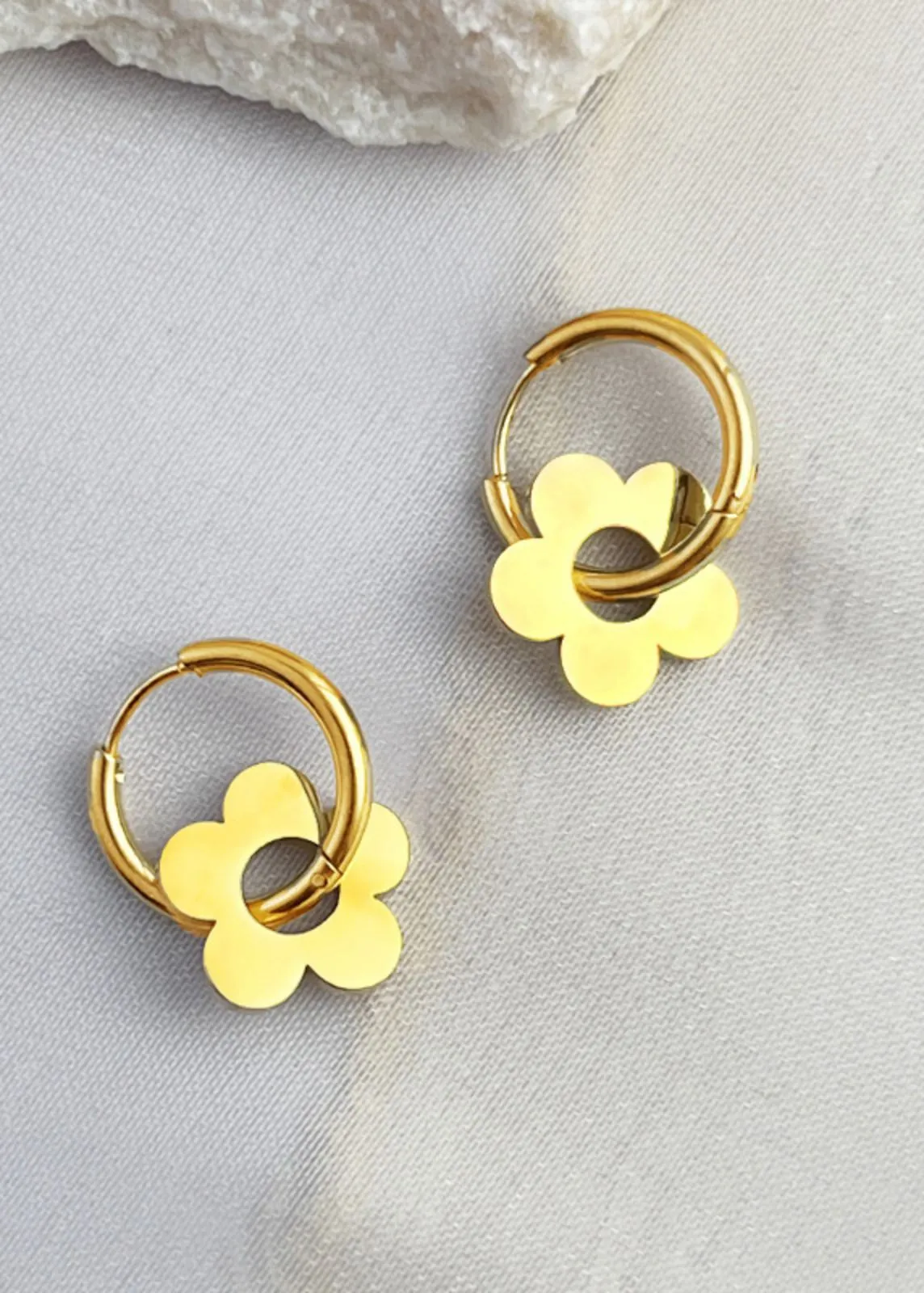 14K Gold Plate Stainless Steel Huggie Hoop Earrings