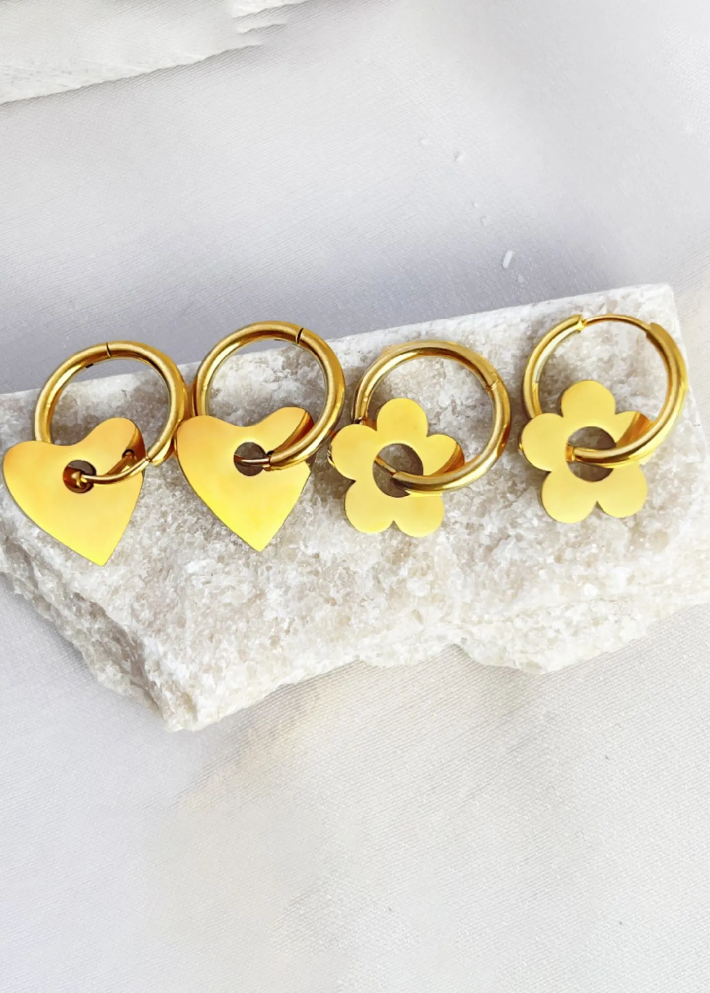 14K Gold Plate Stainless Steel Huggie Hoop Earrings