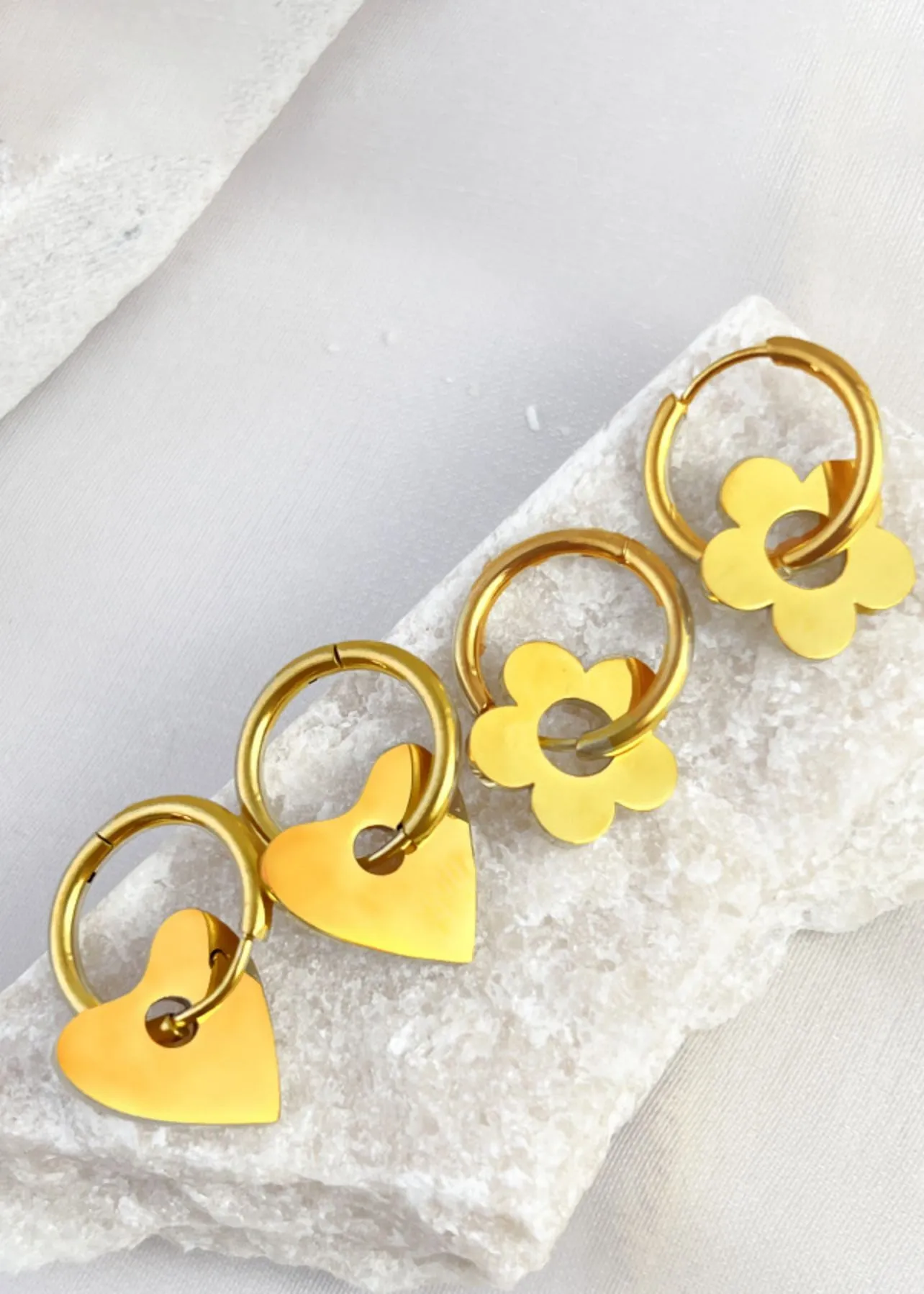 14K Gold Plate Stainless Steel Huggie Hoop Earrings