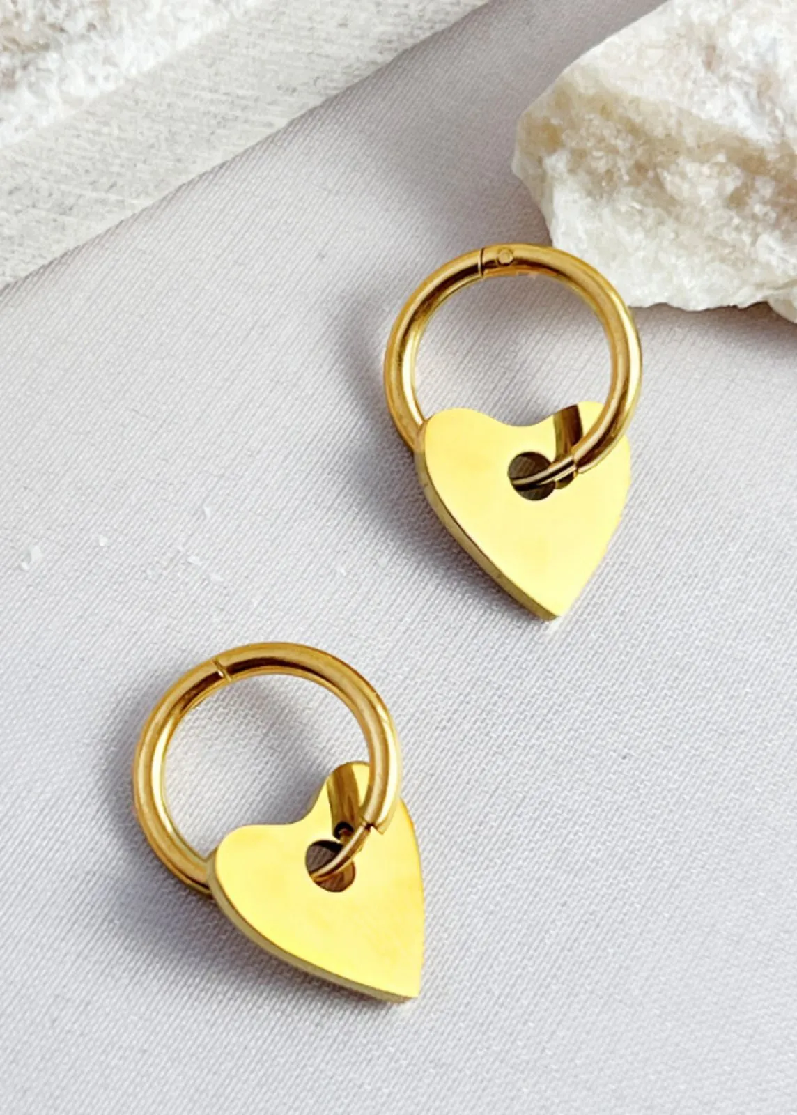 14K Gold Plate Stainless Steel Huggie Hoop Earrings