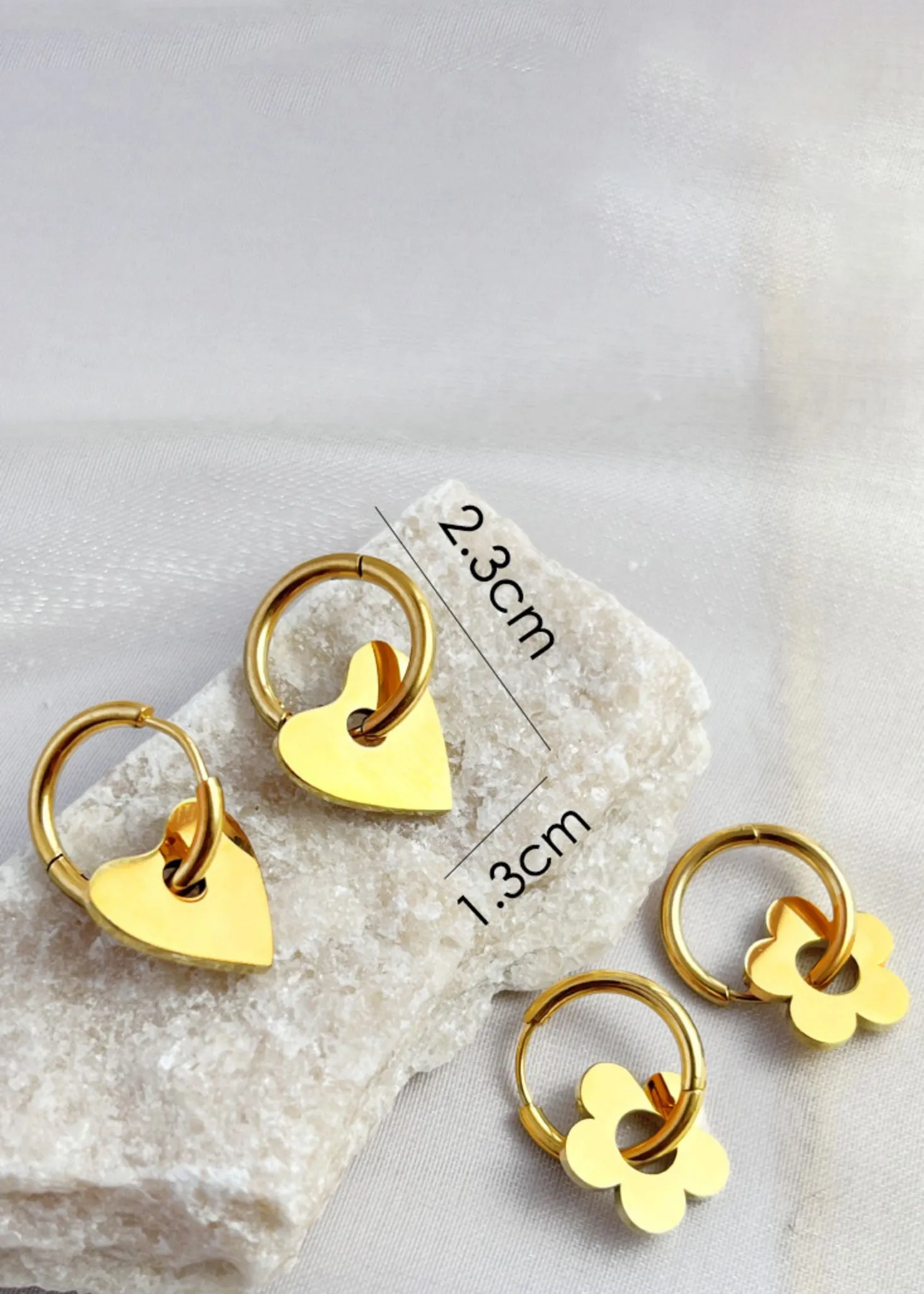 14K Gold Plate Stainless Steel Huggie Hoop Earrings