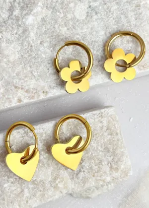 14K Gold Plate Stainless Steel Huggie Hoop Earrings