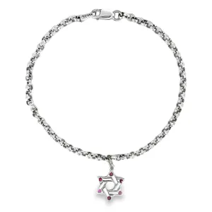 14K Ruby Magen David Charm Bracelet