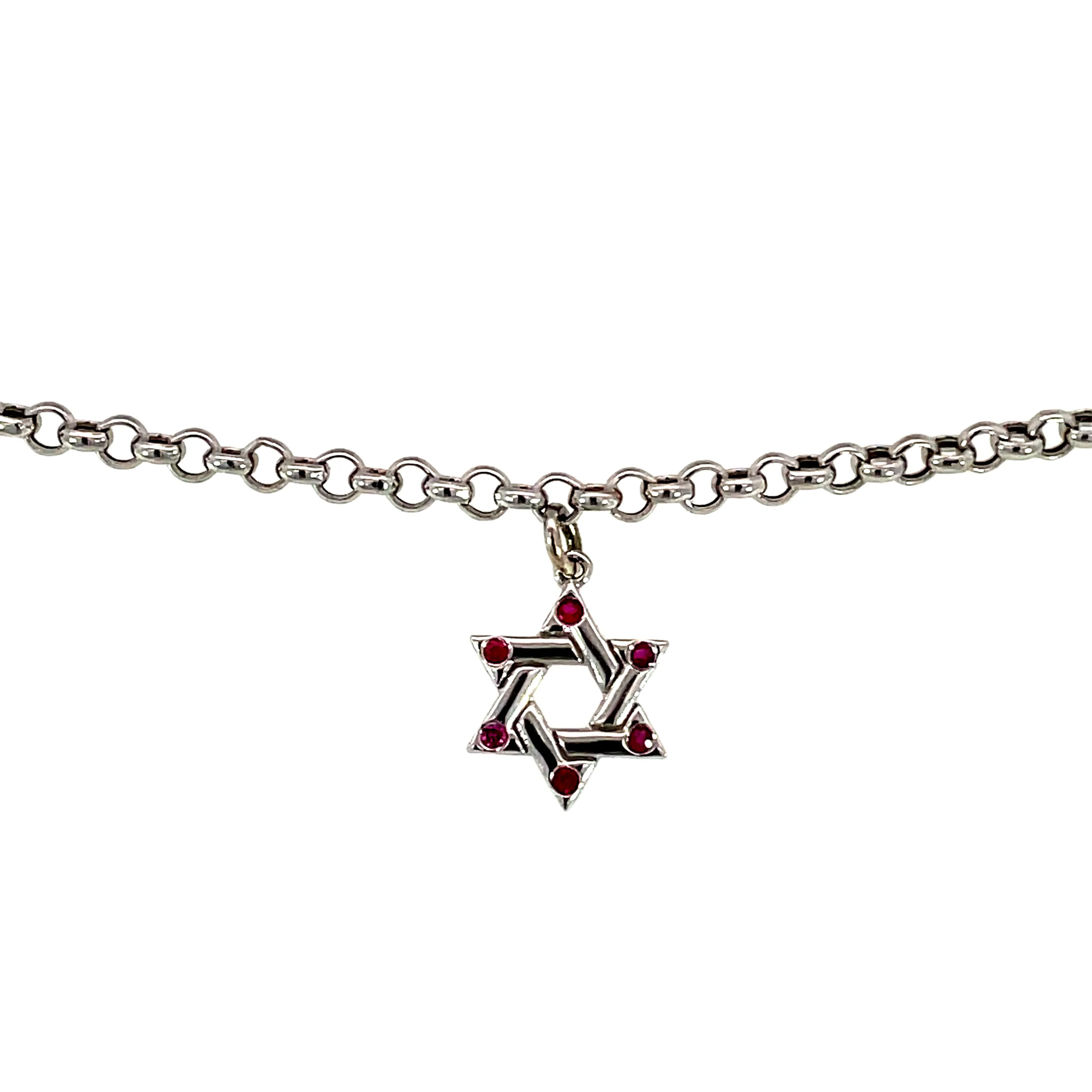 14K Ruby Magen David Charm Bracelet