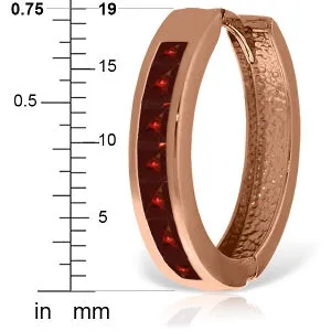 14K Solid Rose Gold Hoop Huggie Earrings w/ Garnets