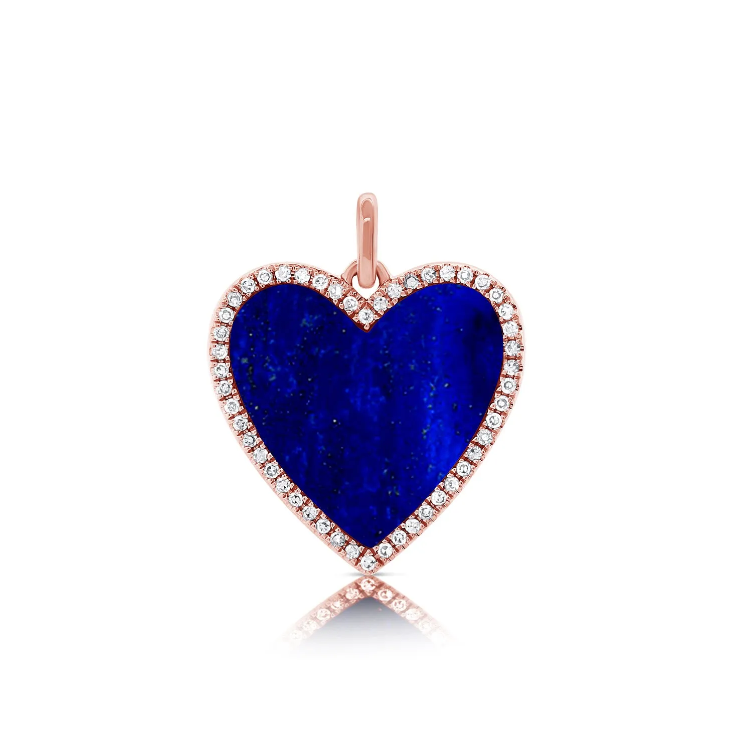 14K White Gold Diamond   Lapis Heart  Necklace