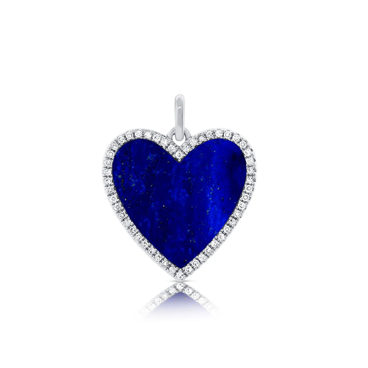 14K White Gold Diamond   Lapis Heart  Necklace