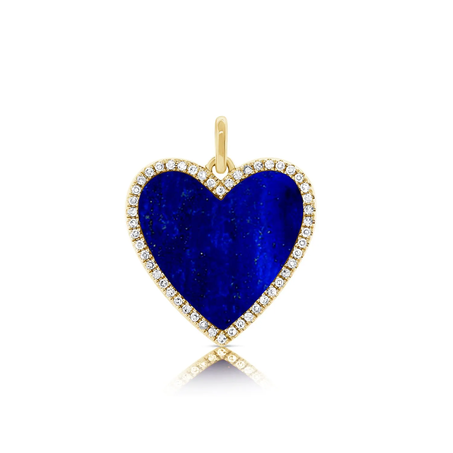 14K White Gold Diamond   Lapis Heart  Necklace