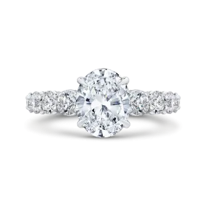 14K White Gold Oval Diamond Engagement Ring (Semi Mount)