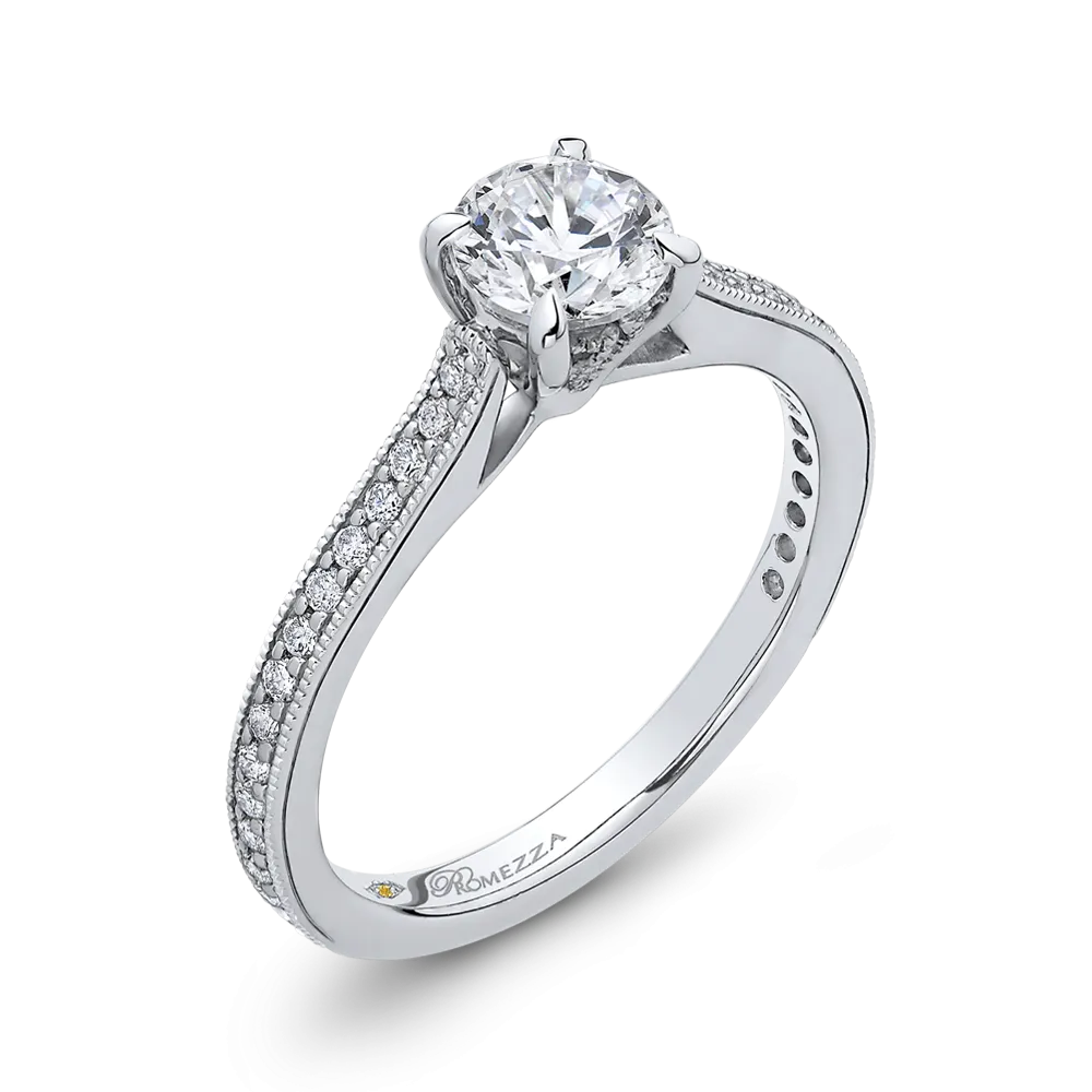 14K White Gold Round Diamond Classic Engagement Ring