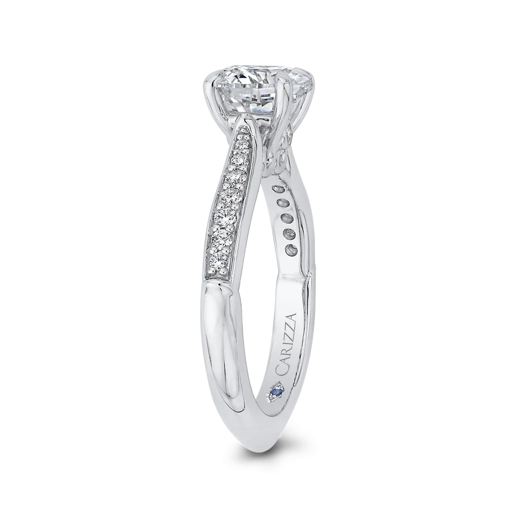 14K White Gold Round Diamond Engagement Ring (Semi Mount)