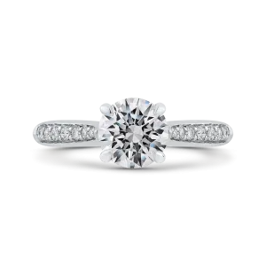 14K White Gold Round Diamond Engagement Ring (Semi Mount)