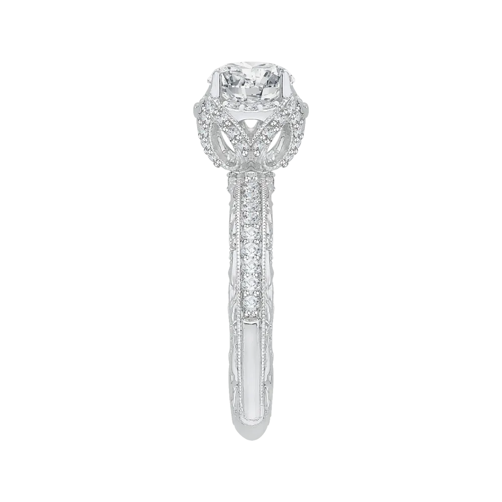 14K White Gold Round Diamond Engagement Ring with Euro Shank (Semi Mount)