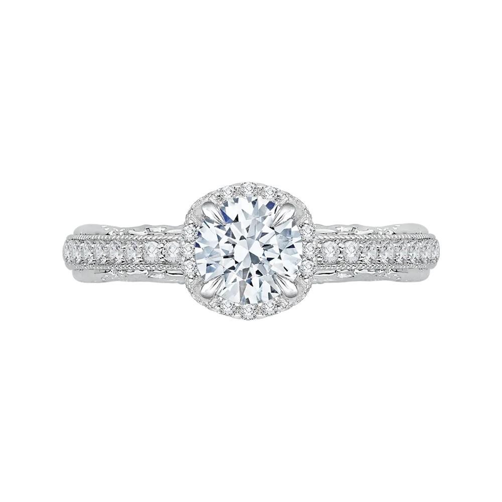 14K White Gold Round Diamond Engagement Ring with Euro Shank (Semi Mount)