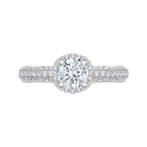 14K White Gold Round Diamond Engagement Ring with Euro Shank (Semi Mount)