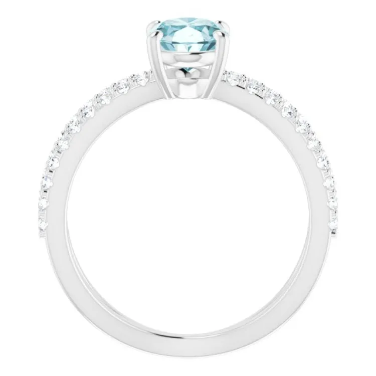 14K White Natural Sky Blue Topaz & 1/3 CTW Natural Diamond Ring