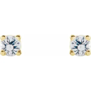 14K Yellow 2.5 mm Natural White Sapphire Stud Earrings with Friction Post