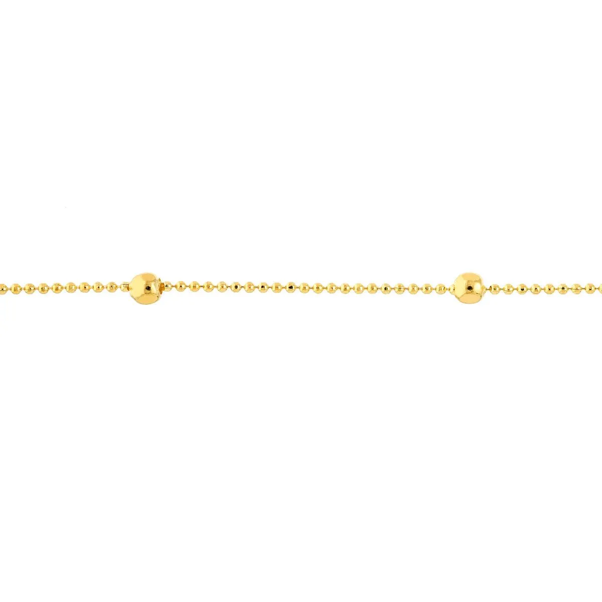 14K Yellow Gold 2.00mm D/C Bead Stations Adjustable Anklet
