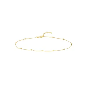 14K Yellow Gold 2.00mm D/C Bead Stations Adjustable Anklet