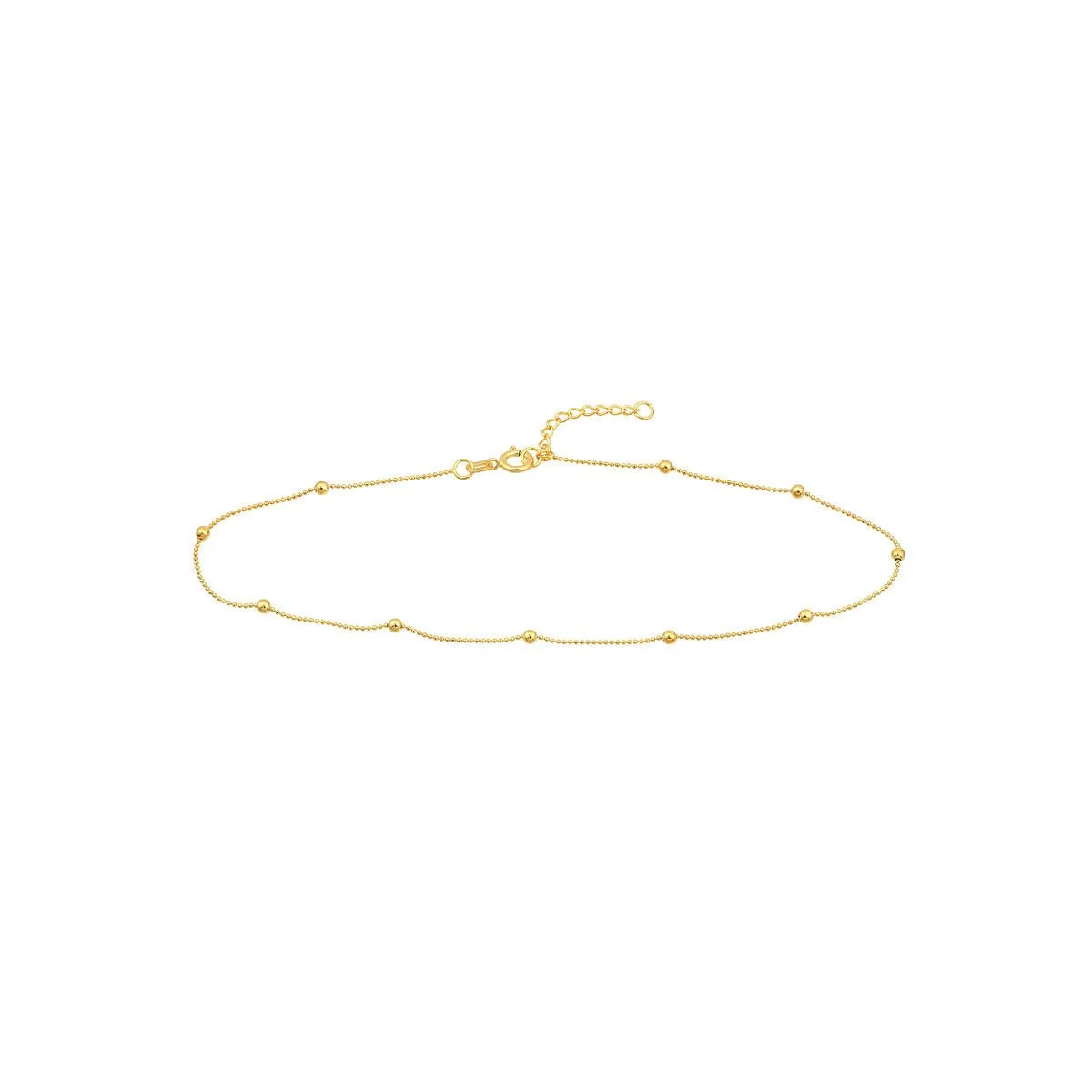 14K Yellow Gold 2.00mm D/C Bead Stations Adjustable Anklet