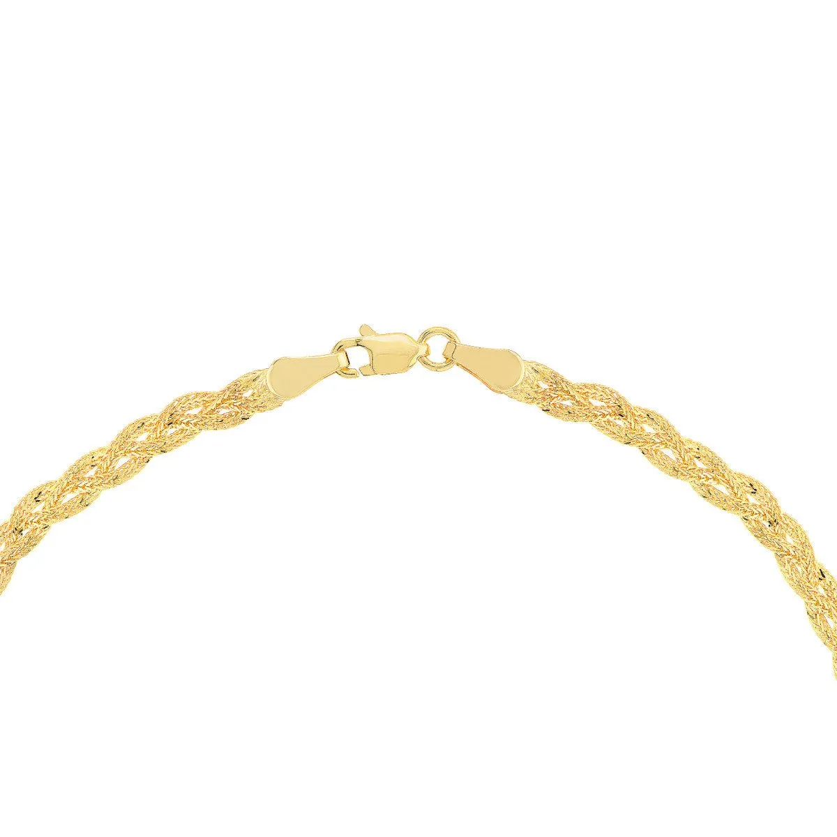 14K Yellow Gold Braided Foxtail Chain Anklet