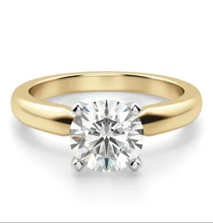 14K Yellow Gold Classic 1 Ct. Center Round Cut Diamond CZ Solitaire Engagement Ring