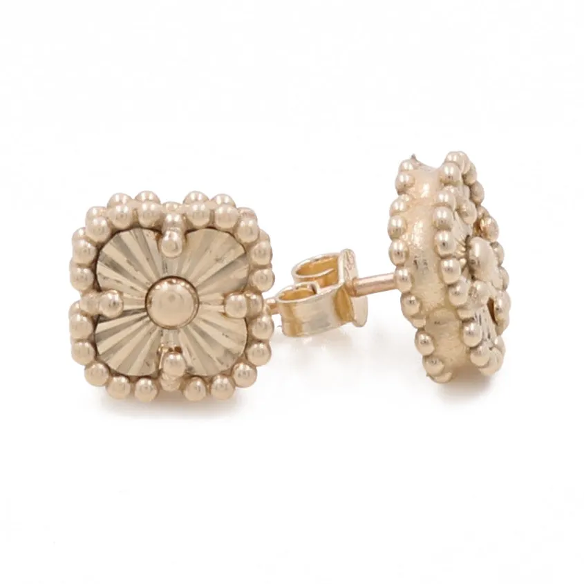 14K Yellow Gold Fashion Flowers Earrings