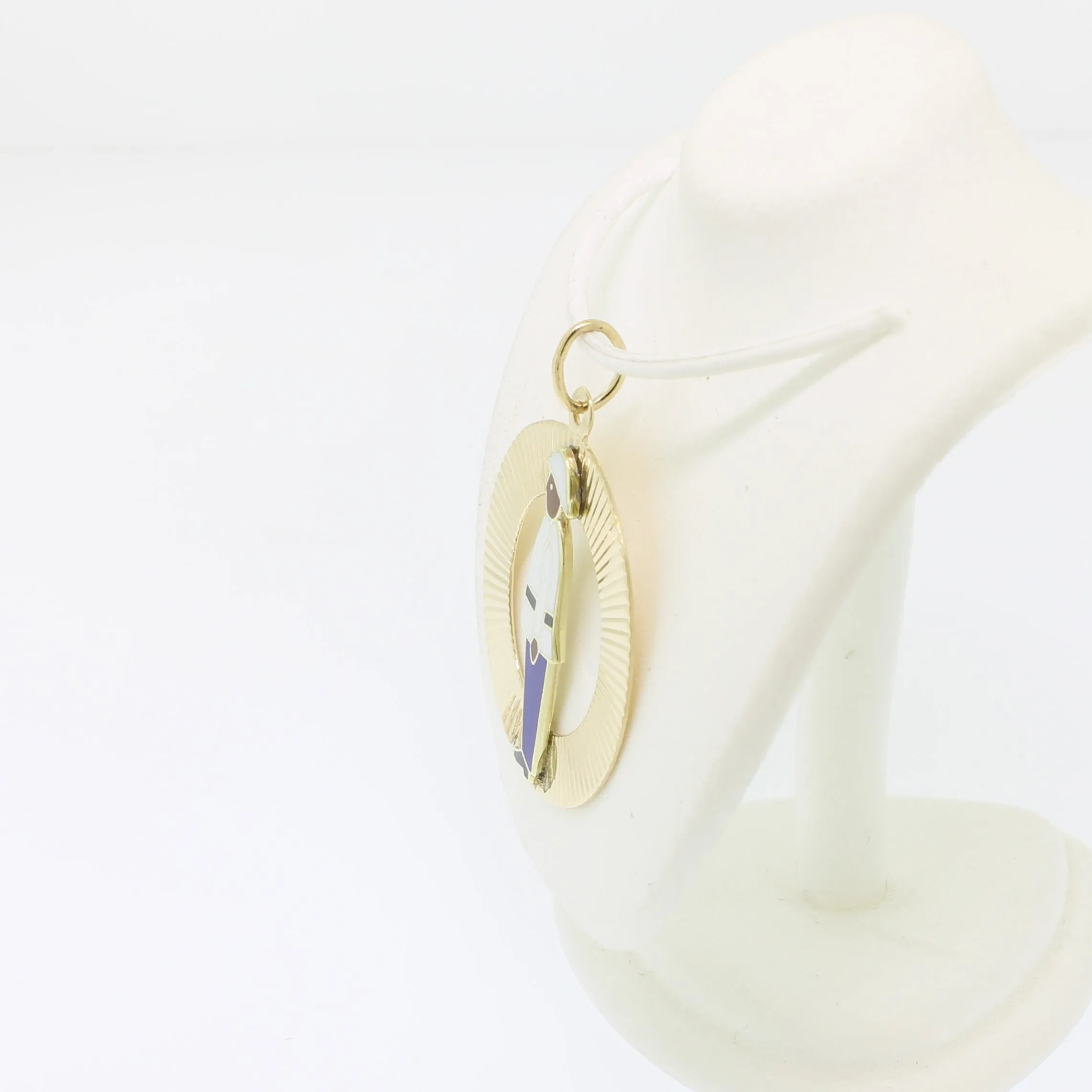 14k Yellow Gold Jamaican Officer Pendant in Circle from our Estate Collection