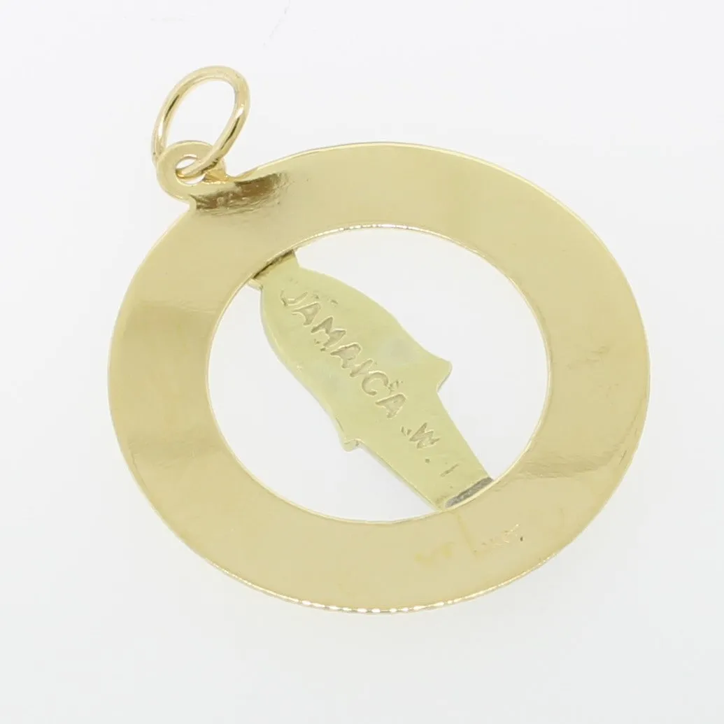 14k Yellow Gold Jamaican Officer Pendant in Circle from our Estate Collection