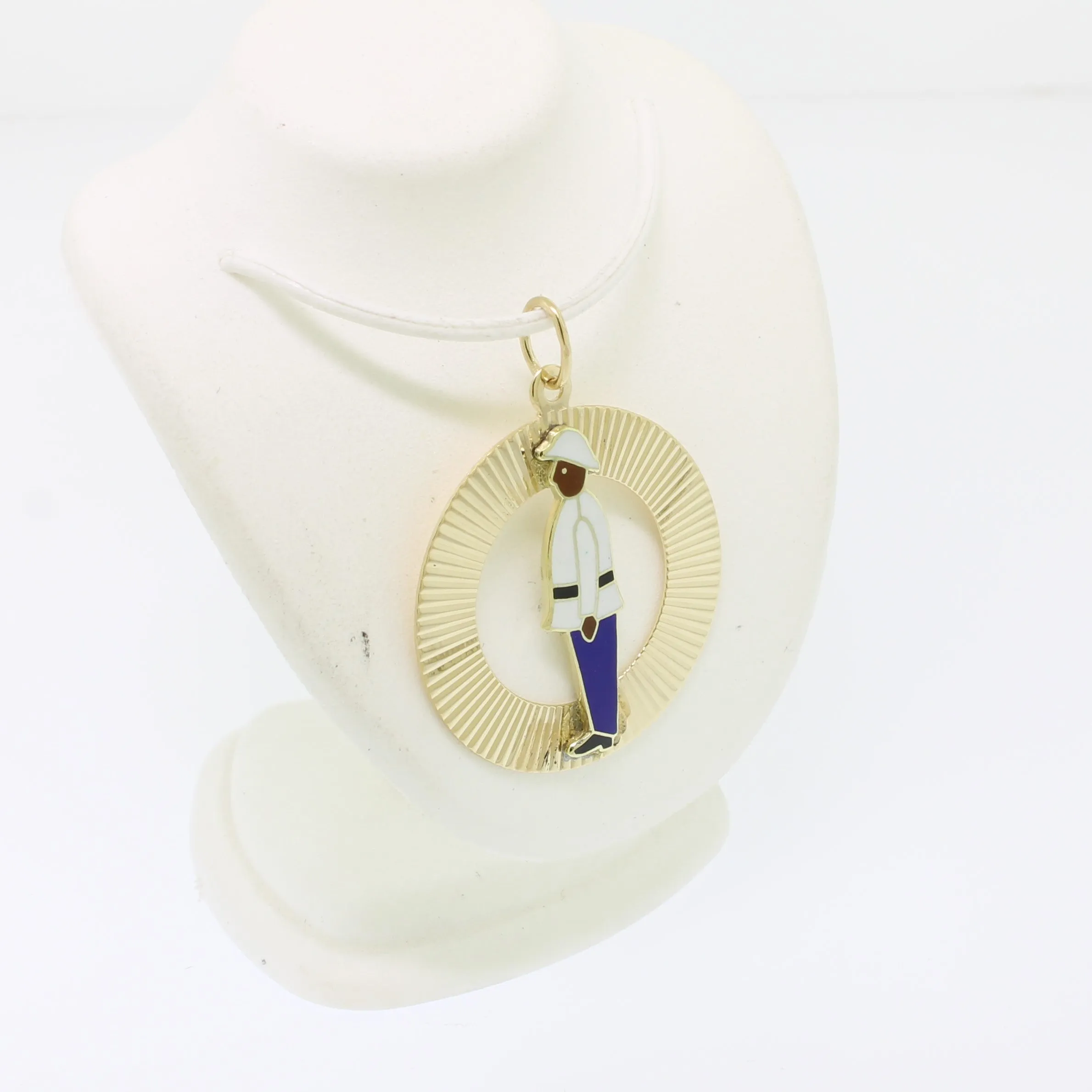 14k Yellow Gold Jamaican Officer Pendant in Circle from our Estate Collection