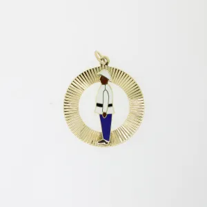 14k Yellow Gold Jamaican Officer Pendant in Circle from our Estate Collection