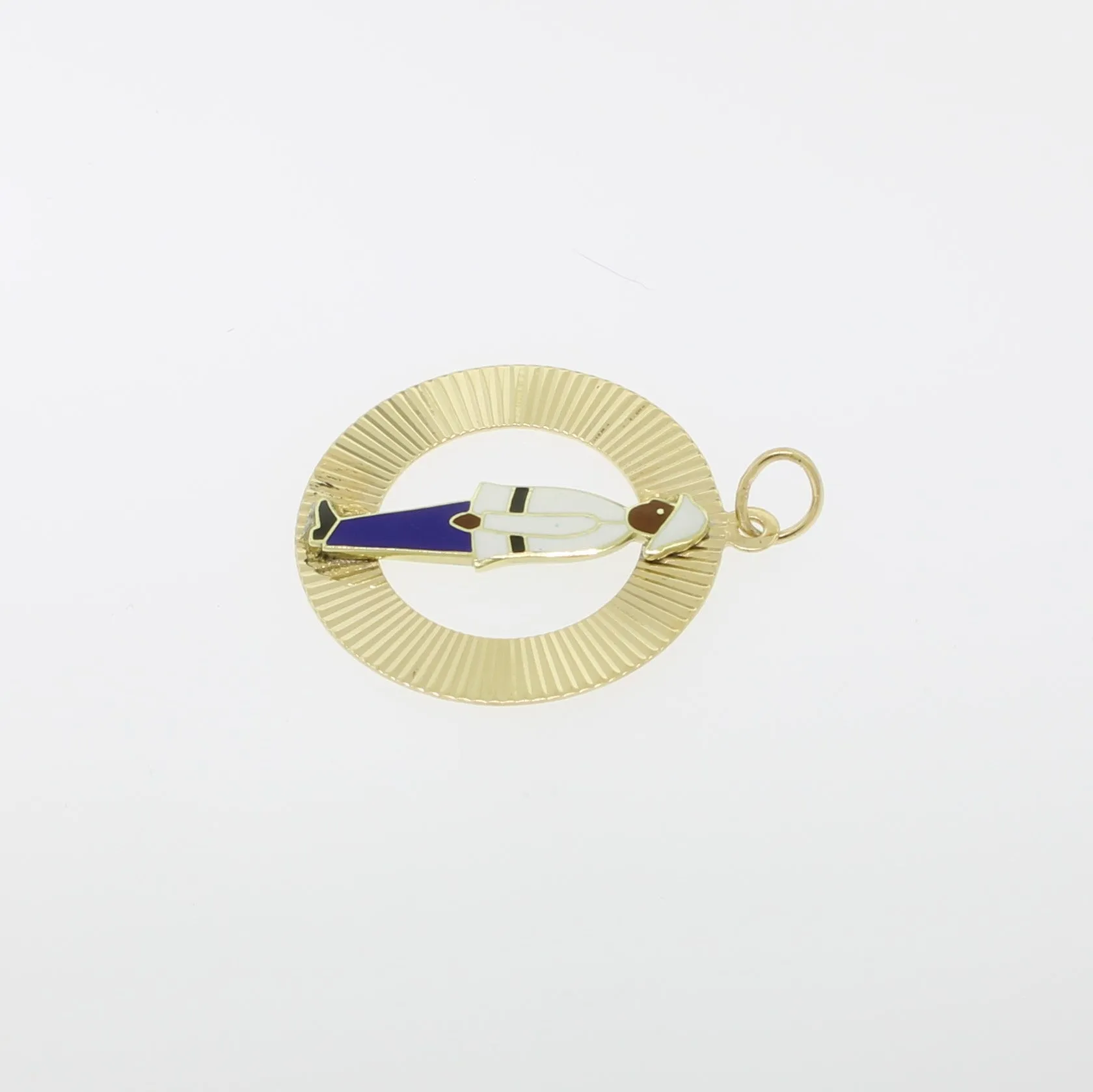 14k Yellow Gold Jamaican Officer Pendant in Circle from our Estate Collection