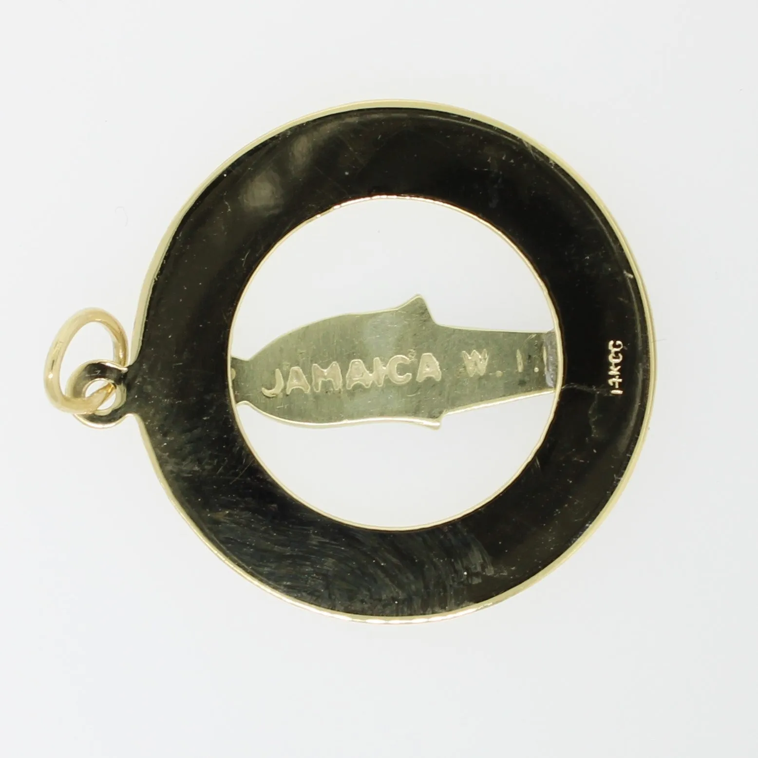 14k Yellow Gold Jamaican Officer Pendant in Circle from our Estate Collection