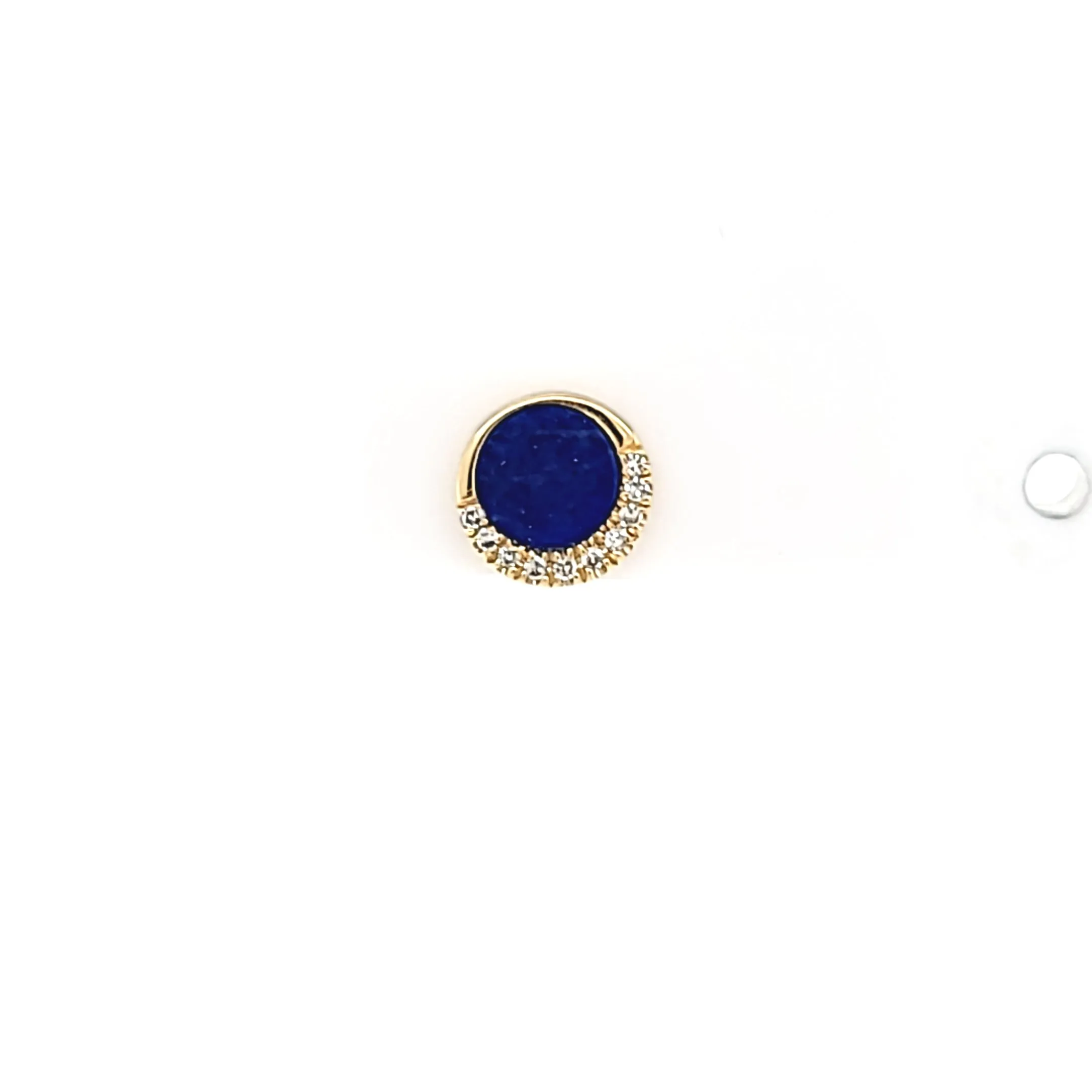 14k Yellow Gold Lapis & Diamond Petite Stud Earrings (I7739)